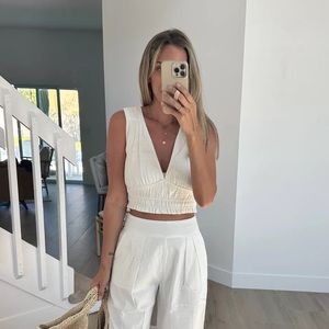 A&F Linen Blend Wide Strap Set Top